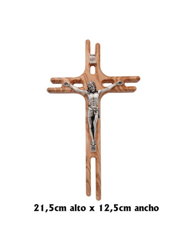 Crucifijo Madera Olivo Con Hueco En Puntas E Interior Cristo Pegado 20x10cm