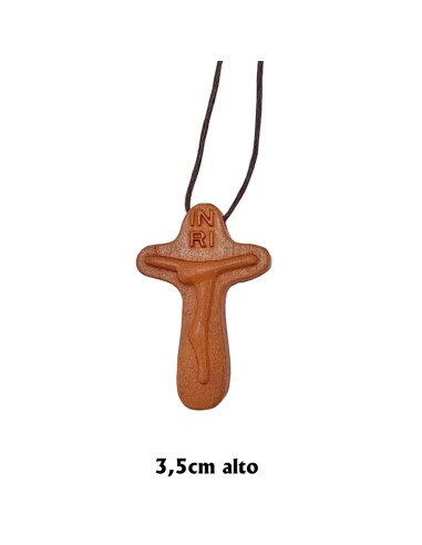 Cruz Madera Curva Cristo Relieve Con Inri 37x25mm Espesor 8mm