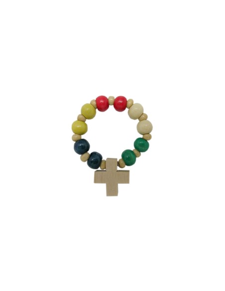 Decena Madera Misionero 6Mm Elastico Con Cruz Griega