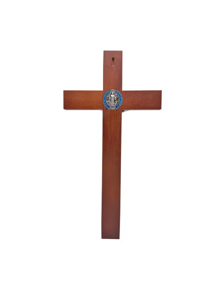 Crucifijo Madera San Benito 40x20. 5cm medallas esmaltadas ancho 4cm espeso 2.8cm