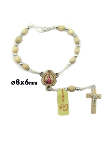 Decena Madera Oval Blanca 8X6mm...