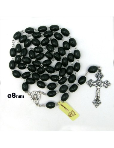 Rosario Madera Oval 8Mm Negro 107Es