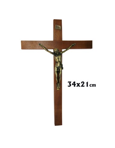 Crucifijo Madera 35x21cm Cristo Metal