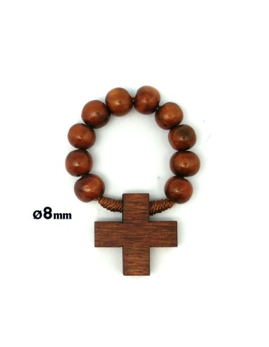 Decena Madera 8Mm Oscuro Con Cruz Griega
