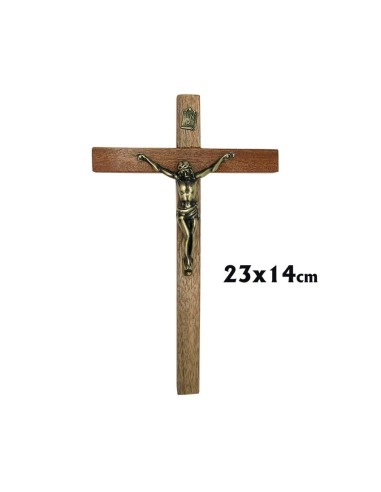 Crucifijo Madera 23x15cm Cristo Metal