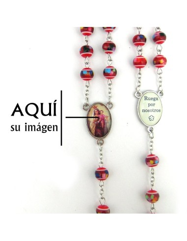 Rosario Plastico Redondo Rojo 8Mm...