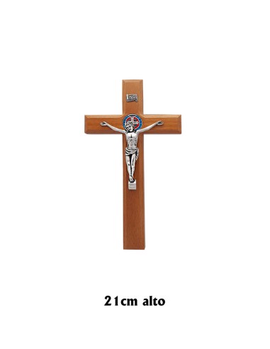 Cruz Madera Clara Picos Anchos Con Linea Grabada Interna 25x14mm Con Cordon