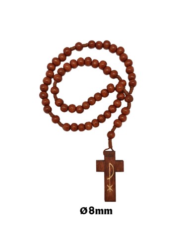 Rosario Madera Y Cuerda 6Mm Cruz...