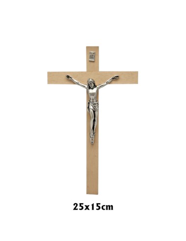 Crucifijo Madera clara 25x15cm con Cristo anchura 2cm