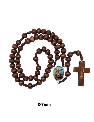 Rosario Madera Marron 8X6mm en cuerda...