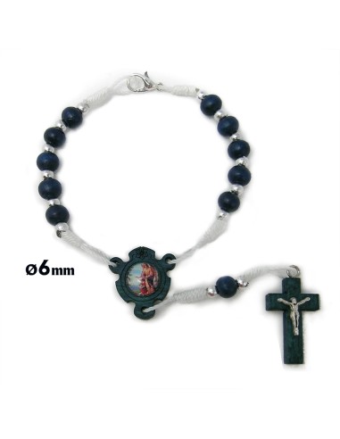 Decena Madera Azul 8X6mm Cuerda...