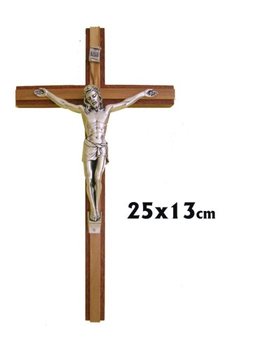 Cruz Madera Mogano Y Olivo 25cm Con Cristo