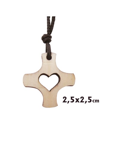 Cruz Madera 25x25mm Con Corazon Calado