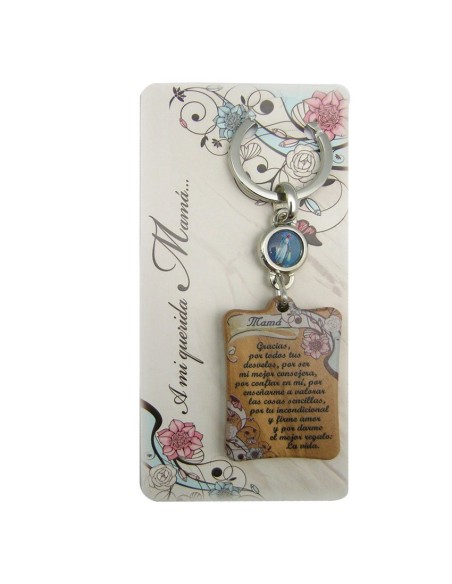 Llavero Madera Olivo Con Texto Para Mama Con Foto Para Personalizar En Blister