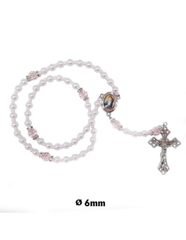 Rosario Plastico Perla Blanca 6Mm Con...