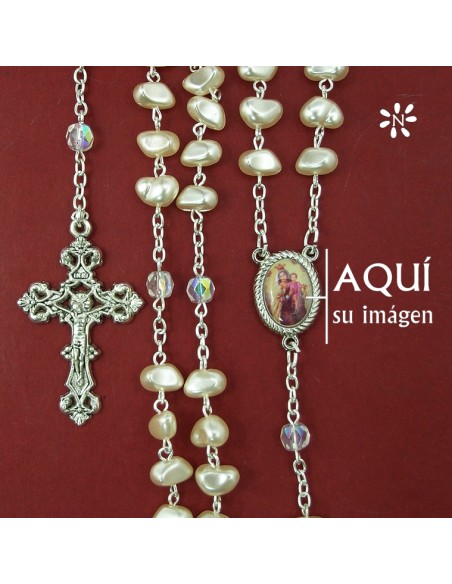 Rosario Perla Imitacion Irregular 6X9mm