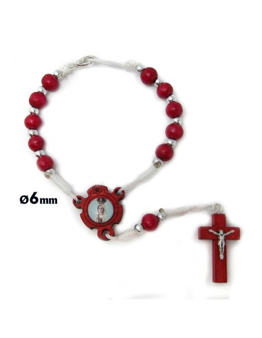 Decena Madera Roja 8X6mm Cuerda...