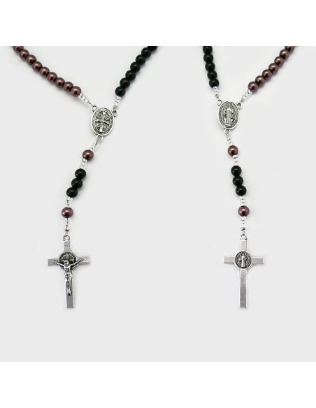 Rosario Collar Plastico San Benito A Dos Tonos Marron Y Negro