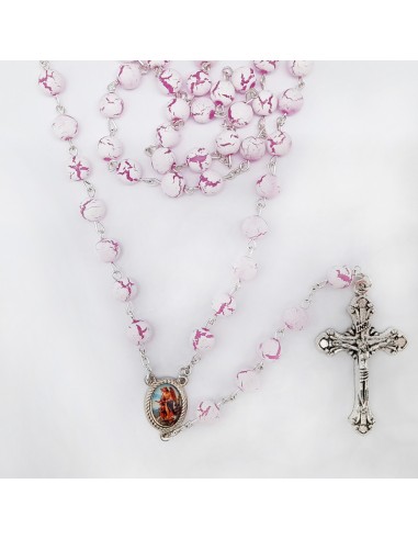 Rosario Plastico Liso Rosa Con Veta 8Mm