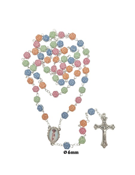 Rosario Plastico Flores Colores Para Personalizar