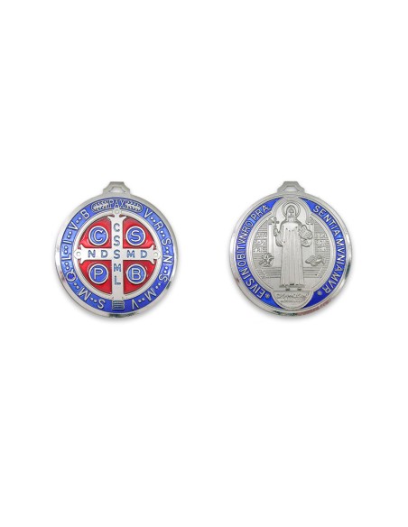 Rosario Collar Plastico Con Maria Angel Guarda Niño Dos Colores Blanco Y Azul