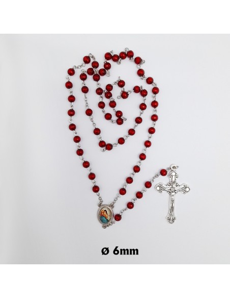 Rosario Plastico Matrimonio Corazones 6Mm Con Anillos Plateados