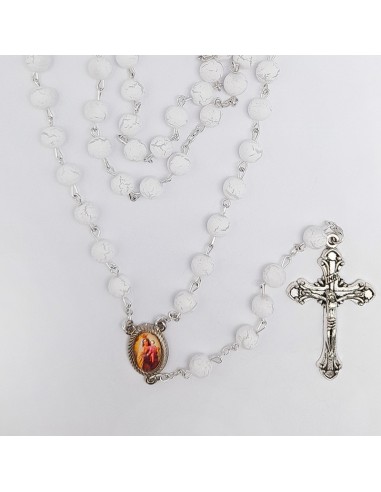Rosario Plastico Liso Blanco Con Veta...