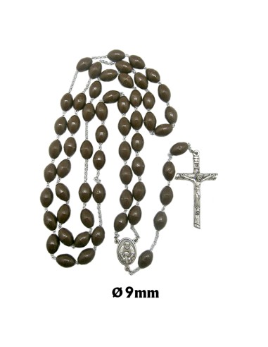 Rosario Plastico Blanco Perla Rayada 6Mm