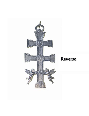 Cruz Caravaca Plateada 11x6cm con Angeles