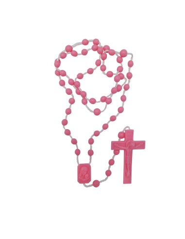Rosario Plastico Tallado Rosa 8Mm