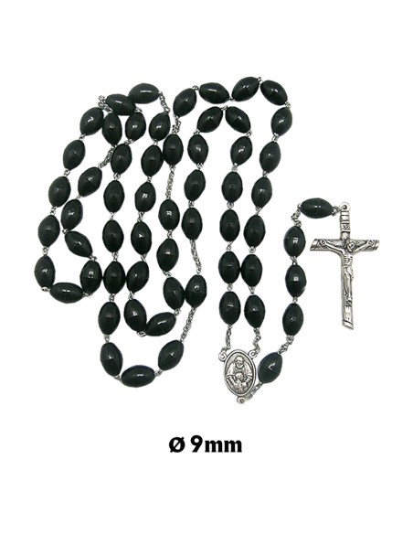 Rosario Plastico Oval Liso 10Mm Negro