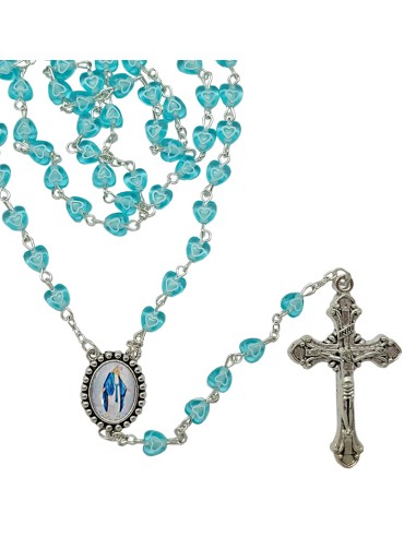 Rosario Plastico Corazon Azul Celeste...