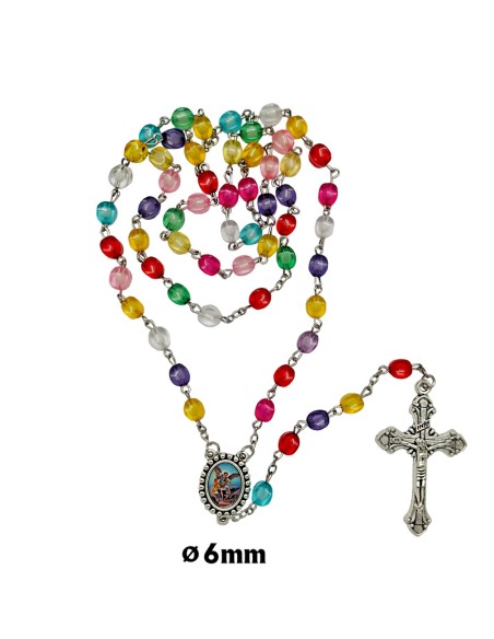 Rosario Plastico Cubo Multicolor 8Mm Con Hendiduras