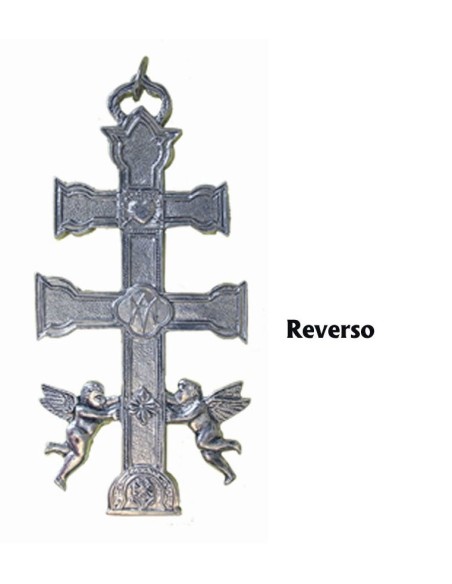 Cruz Caravaca Plateada 16x7. 5cm Con Angeles