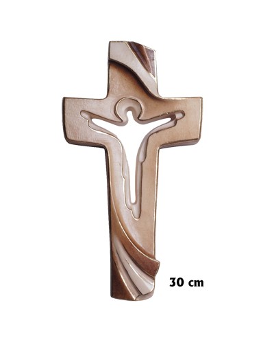 Crucifijo Madera Tallada La Paz 32cm Cristo En Vacio Al Centro