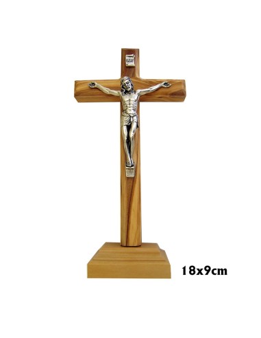 Cruz Madera Olivo Con Base 18cm Y Con Cristo