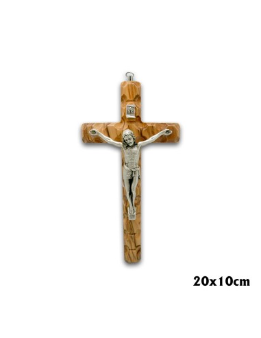 Crucifijo Madera Labrado Con Cristo Metal 20x10cm