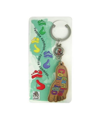 Llavero Metal San Benito llave antigua con esmaltes