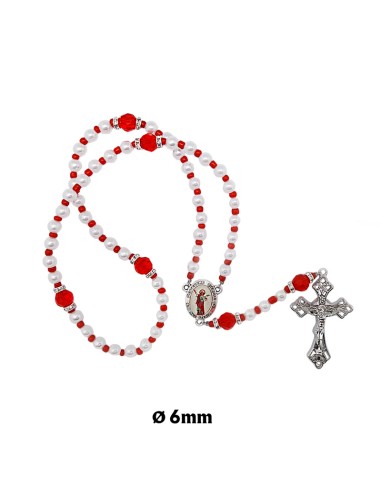 Rosario Plastico Perla Blanca 6Mm Con...