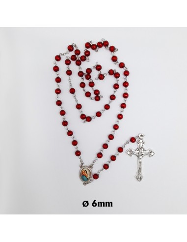 Rosario Plastico Tallado Rojo 6Mm
