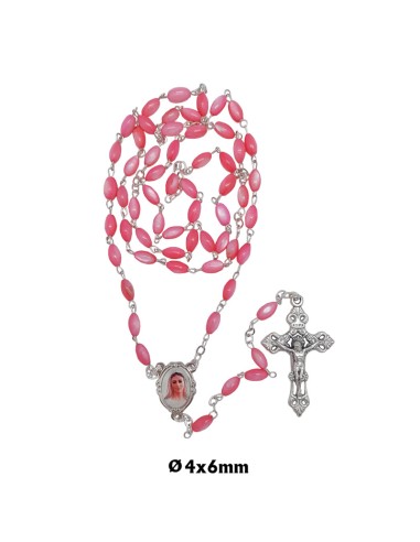 Rosario Nacar Oval Rosa 4X6mm