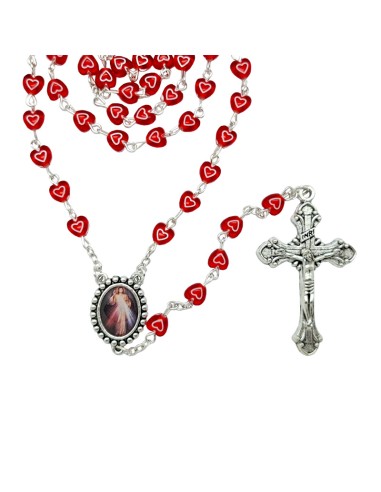 Rosario Plastico Corazon Rojo 6Mm Con...