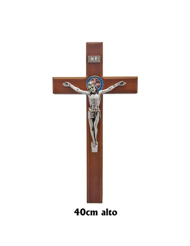 Crucifijo Madera San Benito 40x20. 5cm medallas esmaltadas ancho 4cm espeso 2.8cm