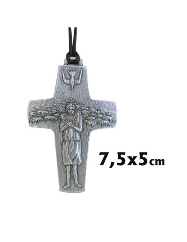 Cruz Metal Buen Pastor 7x5cm Con Espiritu Santo Y Rebazzzzzo Ovejas