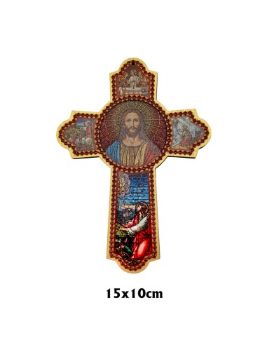 Cruz de la Oracion 15x10cm madera mdf con explicacion y en blister acabado relieve