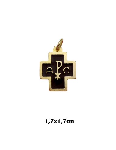 Cruz Metal Irregular Padre Pio 3x2cm Con Cordon Marron