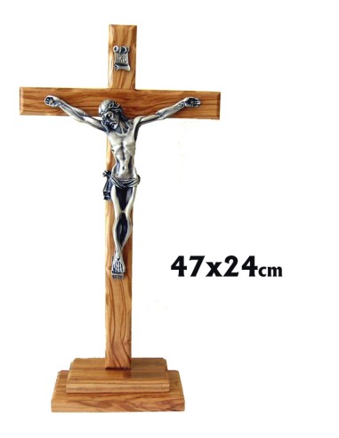 Crucifijo Madera Olivo 47x24cm Con Base Y Cristo