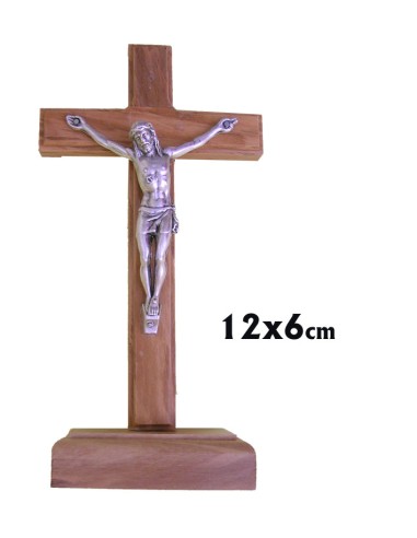 Cruz Madera Olivo Con Base 12cm Y Con Cristo