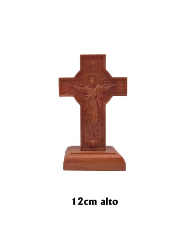 Cruz Madera Base Cristo Resucitado 11.5x7cm