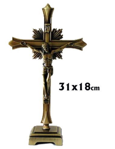 Cruz Metal Estrella Cuero Con Base N363 31x18cm
